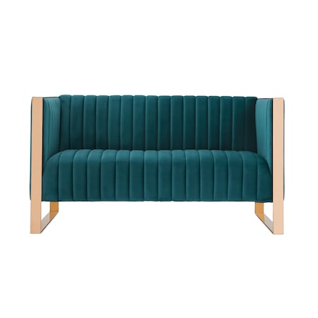 Manhattan Comfort Trillium Loveseat in Aqua Blue and Rose Gold LS016-TL